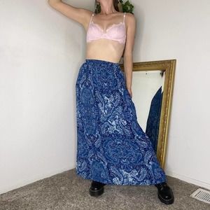Vintage 80’s Coldwater Creek Blue Paisley Maxi Indie Fairy Skirt